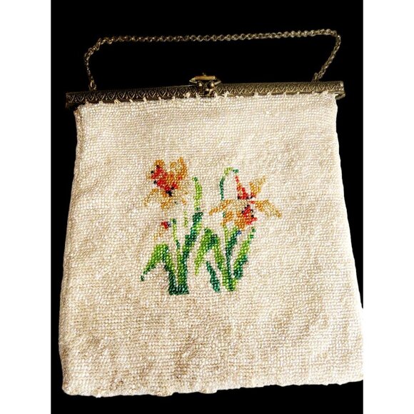 Antique Beaded Flower Bag (A4182) - Picture 5 of 6